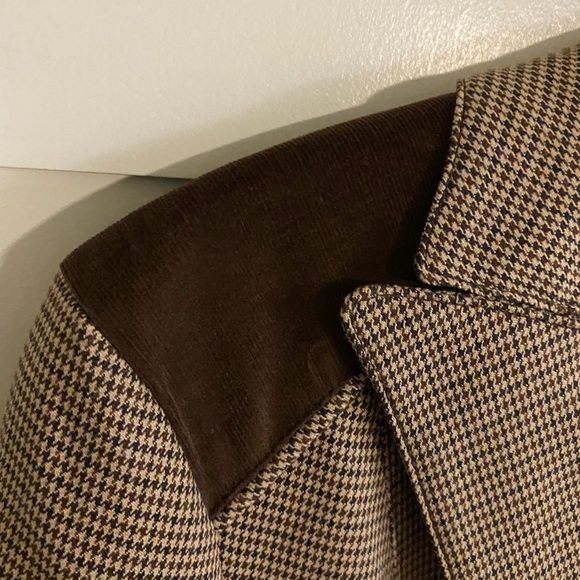 Worn once. Unique brown gingham and corduroy mixed media jacket. - Picture 3 of 8